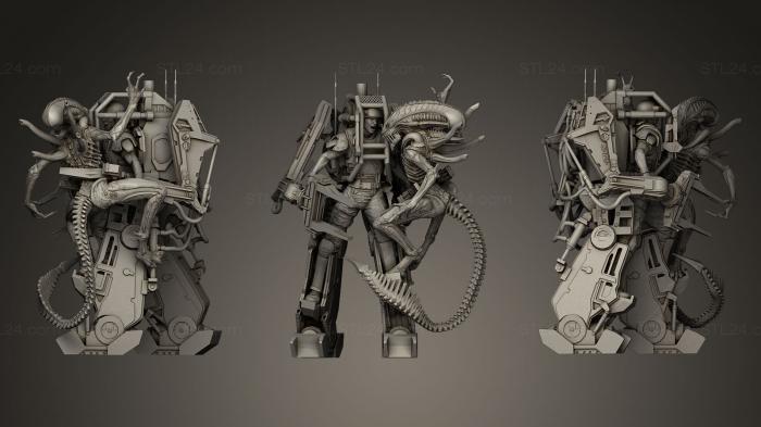 Статуэтки герои, монстры и демоны (Инопланетный ПЛ, STKM_0102) 3D модель для ЧПУ станка